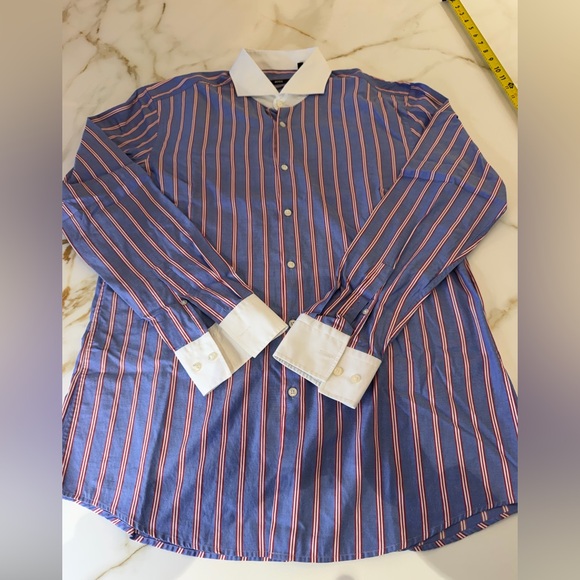 Hugo Boss Blue and Pink Striped Dress Shirt - Picture 6 of 8